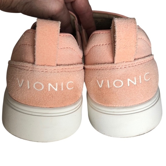 Vionic Sneaker Kimmie Perforated Suede Slip On Peach Pink Size 9 - Picture 9 of 12